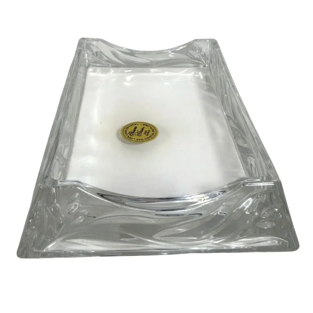 Princess House 24% Lead Crystal Memo Pad Holder Retired + Original Paper